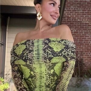 AFRM Thelma Dress in Lime Snake